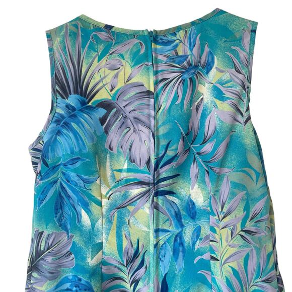 Hillard & Hanson Vintage Tropical Print Short Dress  Blue Green Size 4 - Picture 4 of 5